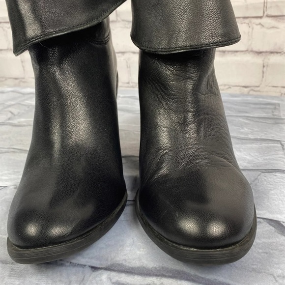Lucky Brand Ethann foldover shaft black ankle leather booties size 8.5 - Picture 7 of 11